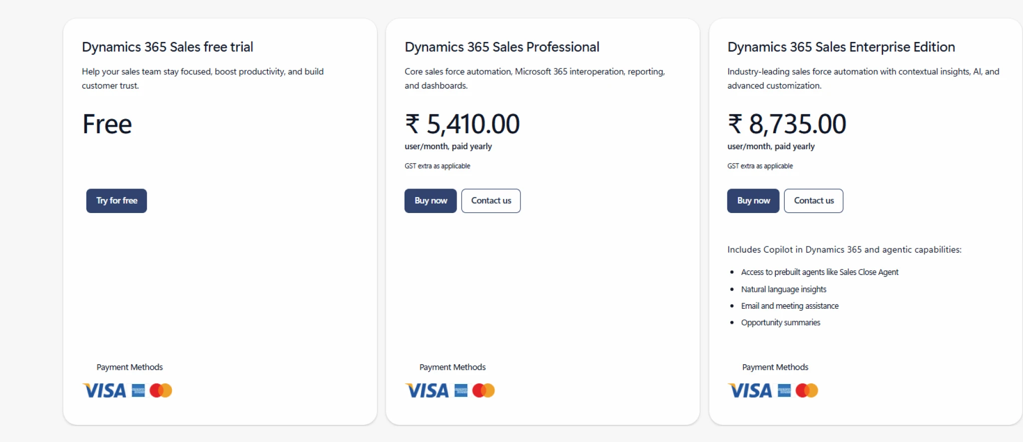Dynamics 365 Sales pricing for Sales Professional and Sales Enterprise plans